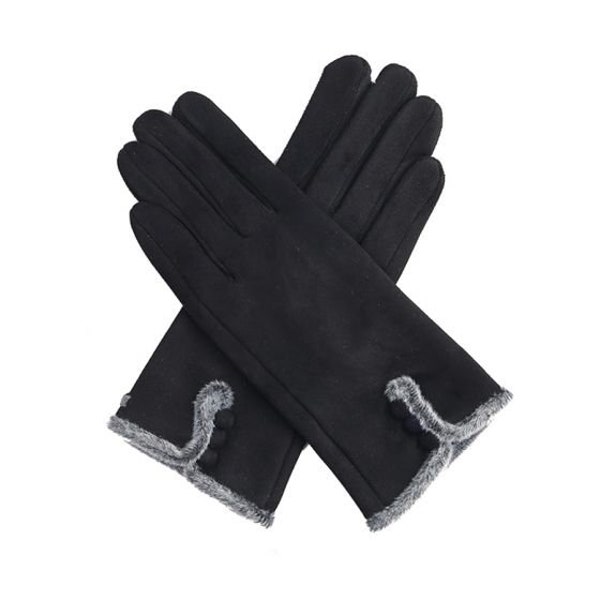 Black Faux Fur Trim Ladies All weather Gloves