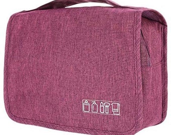 Bolsa de artículos de tocador para hospital, de viaje, para pasar la noche, impermeable, color morado