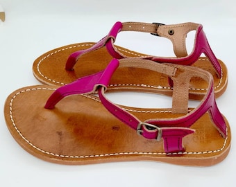 Ladies Sandals, UK Size 5, USA Size 7.5, Europe Size 38,  Fachsia Handmade Leather Sandals, Shoes