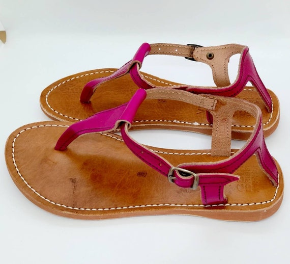 Ladies Sandals, UK Size 5, USA Size 7.5, Europe Size 38, Fachsia Handmade  Leather Sandals, Shoes 
