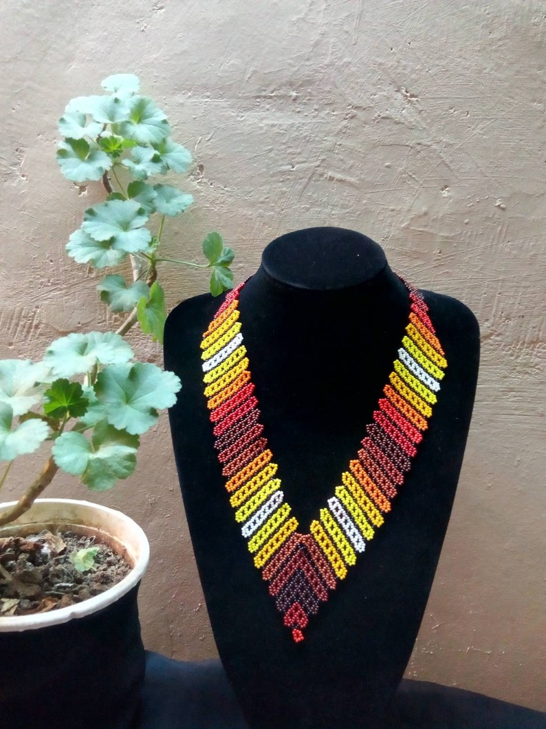 African beaded colorful necklace handmade tribal statement maasai jewellery