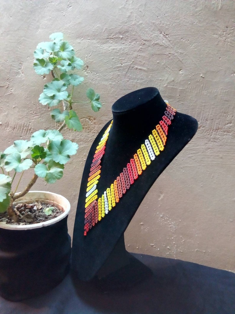 African beaded colorful necklace handmade tribal statement maasai jewellery