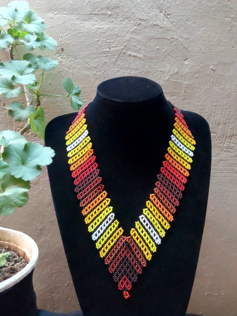African beaded colorful necklace handmade tribal statement maasai jewellery