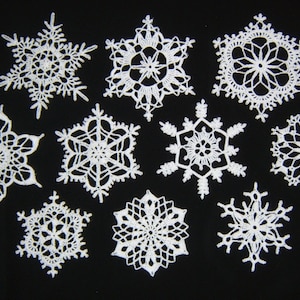 Set of 10 Crochet Snowflakes, Christmas  Ornaments, Window Decor