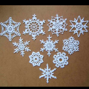 Set of 10 Crochet Snowflakes, Christmas  Ornaments, Window Decor