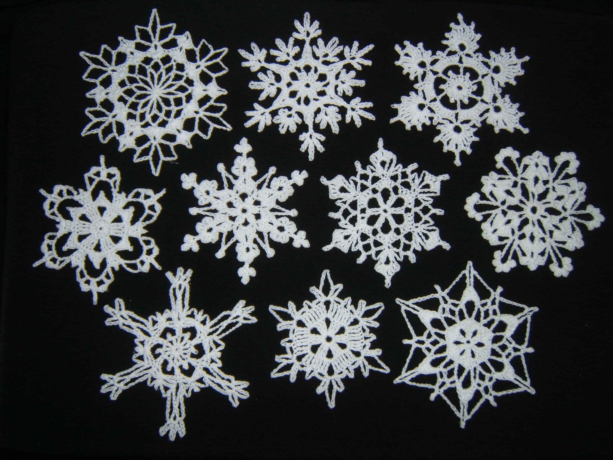 Set of 10 Crochet Snowflakes( 3.3