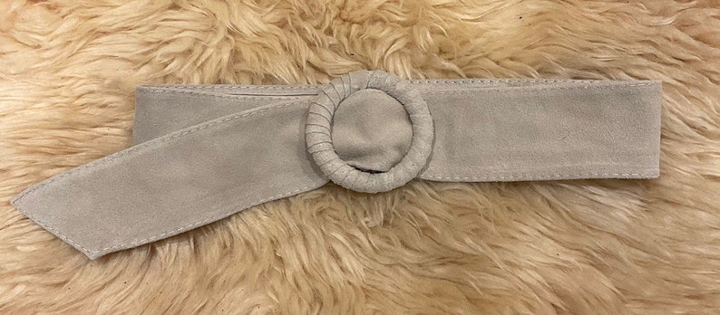 Wide belt for women in suede leather boho headband belt / obi belt Beige