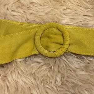 Wide belt for women in suede leather boho headband belt / obi belt Yellow