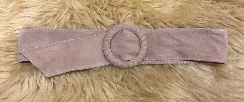 Wide belt for women in suede leather boho headband belt / obi belt Pink