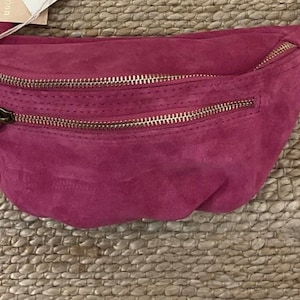 Sac banane femme cuir , Bum bag , hip bag pochette banane cuir Fuchsia