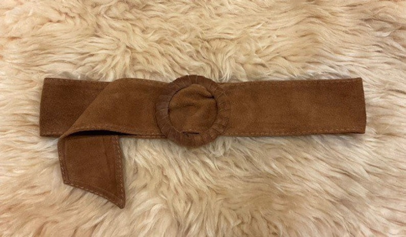 Wide belt for women in suede leather boho headband belt / obi belt camel