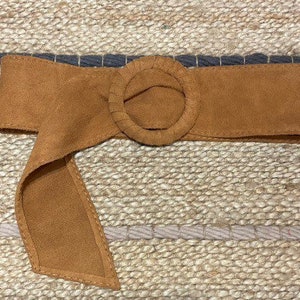 Wide belt for women in suede leather boho headband belt / obi belt light camel