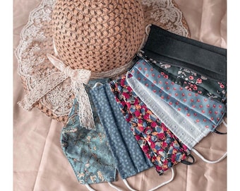 Masque facial, France masque tissu lavable, masque en France , fabriqué en France  motif Liberty  Lot de 1/3/10