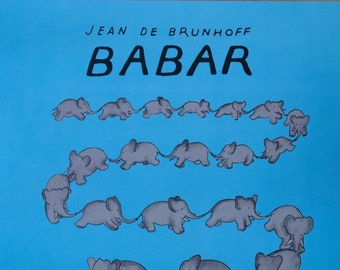 Babar The Blue Carousel Lithograph by Jean de Brunhoff