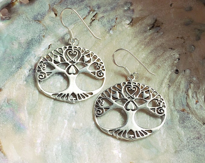 Sterling Silver Tree of Life Boho Earrings