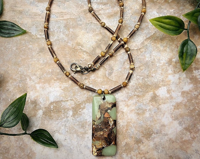 Men's Natural Bronzite Pendant Necklace