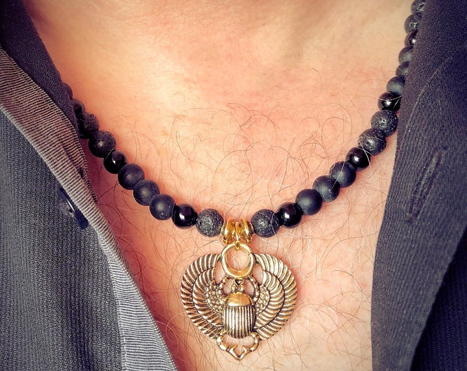 Men's Egyptian Scarab Beetle Pendant Necklace