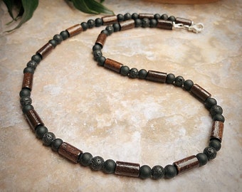 Drift Lava Men's Gemstone Beaded Necklace