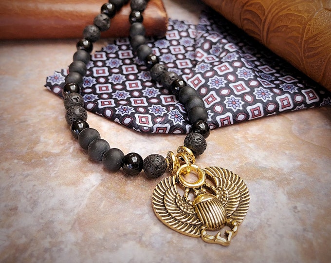 Men's Egyptian Scarab Beetle Pendant Necklace