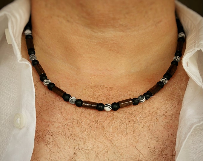 Drift Malachite Men's Gemstone Beaded Necklace