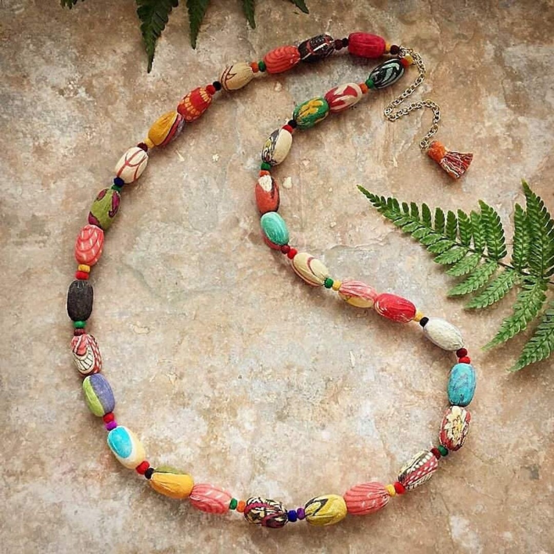 Celebration Fairtrade Fabric Bead Necklace, Women's Textile Necklace