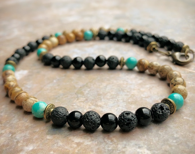 Luxe Horus Men's Gemstone Beaded Necklace