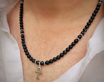 Men's Silver Ankh Pendant Necklace