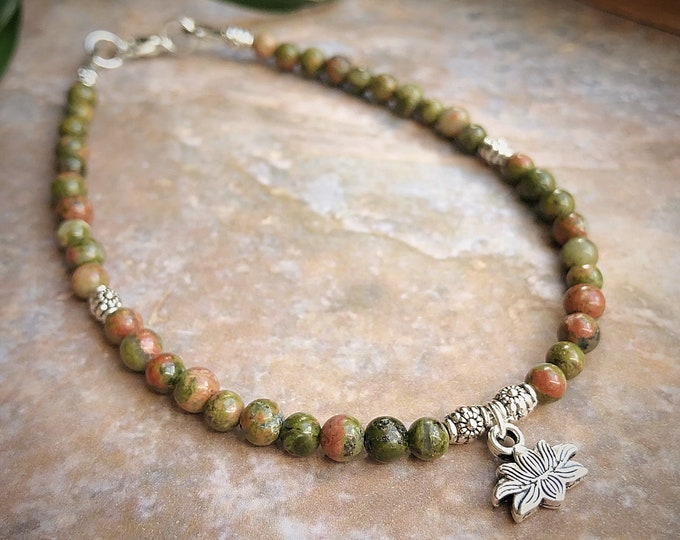 Gemstone Lotus Flower Anklet