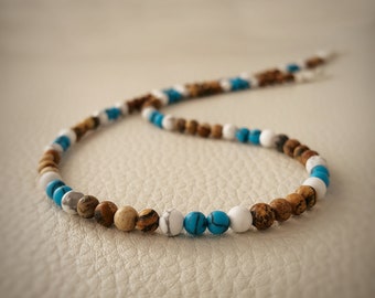 Men's Jasper & White Howlite Turquoise Coloured Bead Necklace