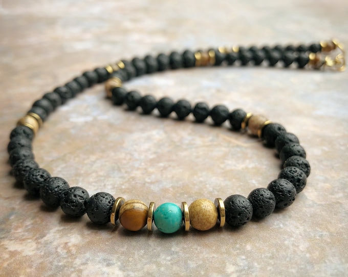 Luxe Faunas Men's Gemstone Beaded Necklace