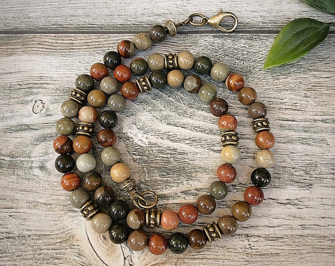 Faly Men's Ocean Jasper Bead Necklace