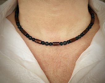 Drift Lava Men's Gemstone Beaded Necklace