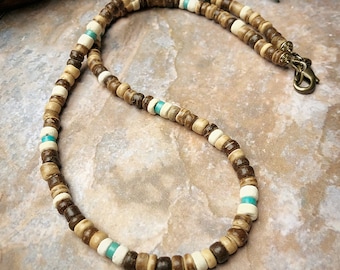 Men's Rustic Bay Turquoise Surfer Style Necklace