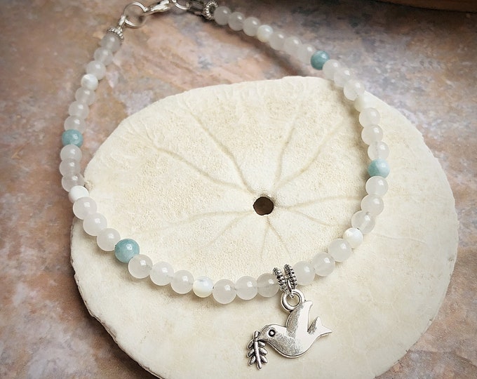 Gemstone Peace Dove Anklet