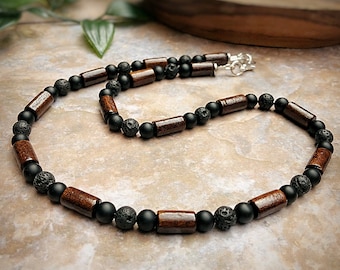 Drift Lava Men's Gemstone Beaded Necklace