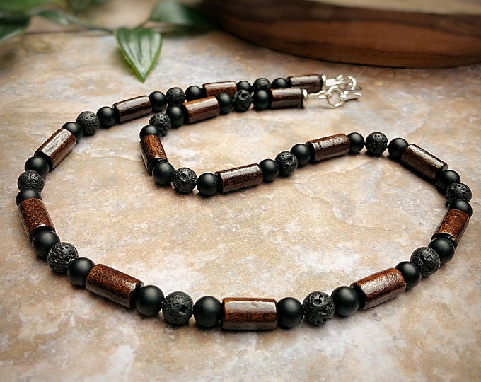 Drift Lava Men's Gemstone Beaded Necklace