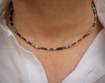 Men's Rustic Turquoise Surfer Style Necklace