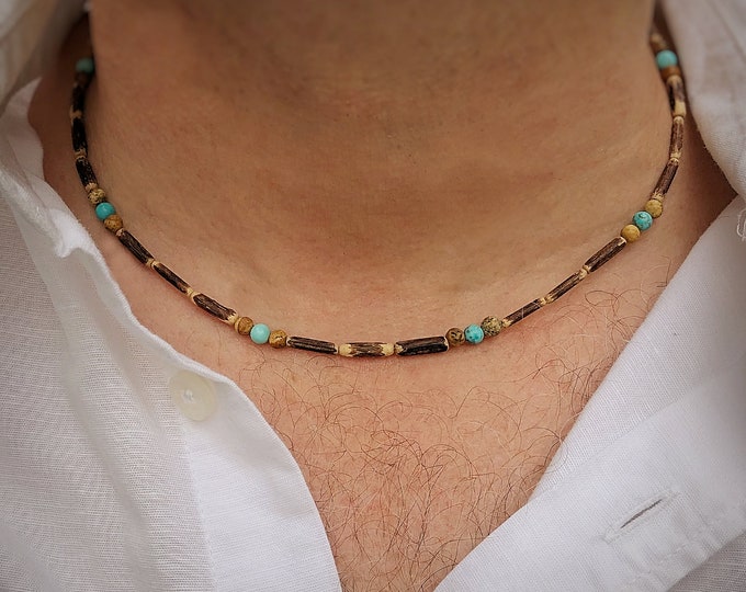 Men's Rustic Turquoise Surfer Style Necklace