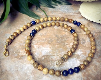 Timeless, Men's Lapis Bead Necklace
