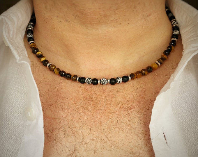 Luxe Vulcan Men's Gemstone Beaded Necklace