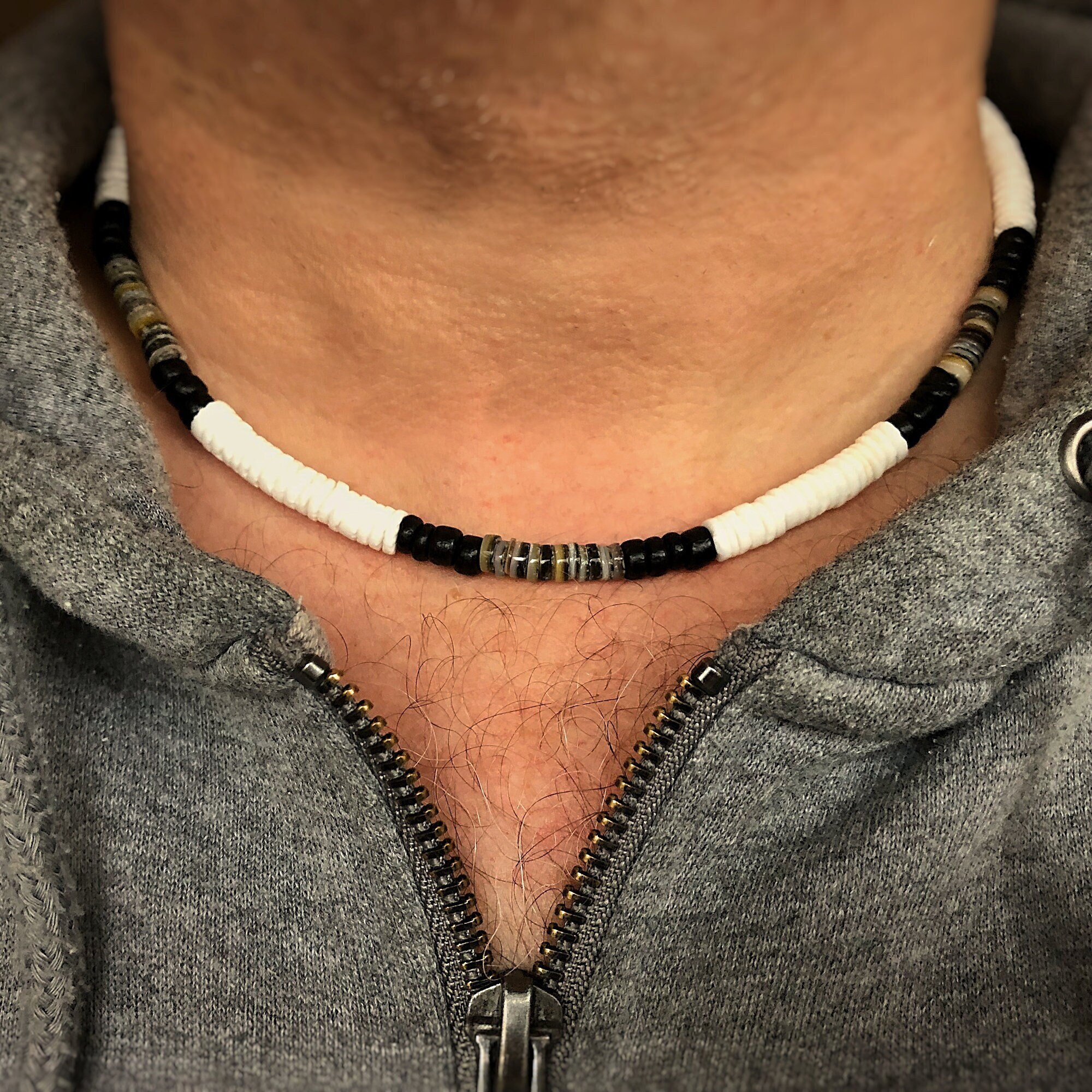 Black Wood Turquoise Beaded Mens Surfer Long Necklace - Dennis – Dana  LeBlanc Designs