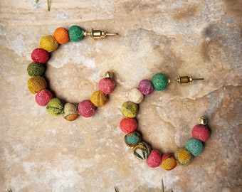 Kantha Textile Beads Fairtrade Nina Earrings
