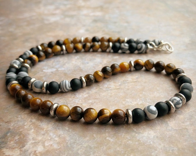 Luxe Vulcan Men's Gemstone Beaded Necklace