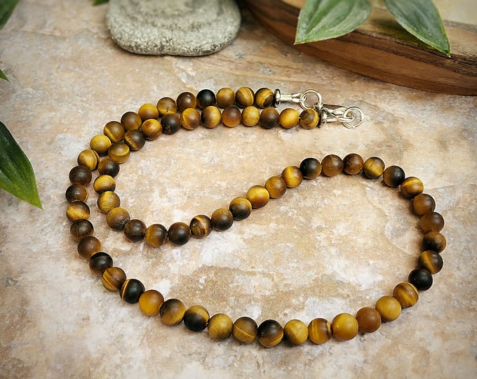 Men's Grade A Frosted Tiger Eye Lava Bead Necklace