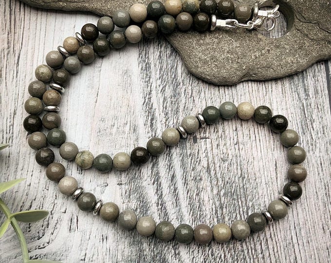 All the Greys Men's Ocean Jasper Bead Necklace