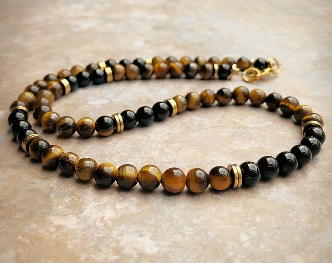 Luxe Ares Men's Gemstone Beaded Necklace