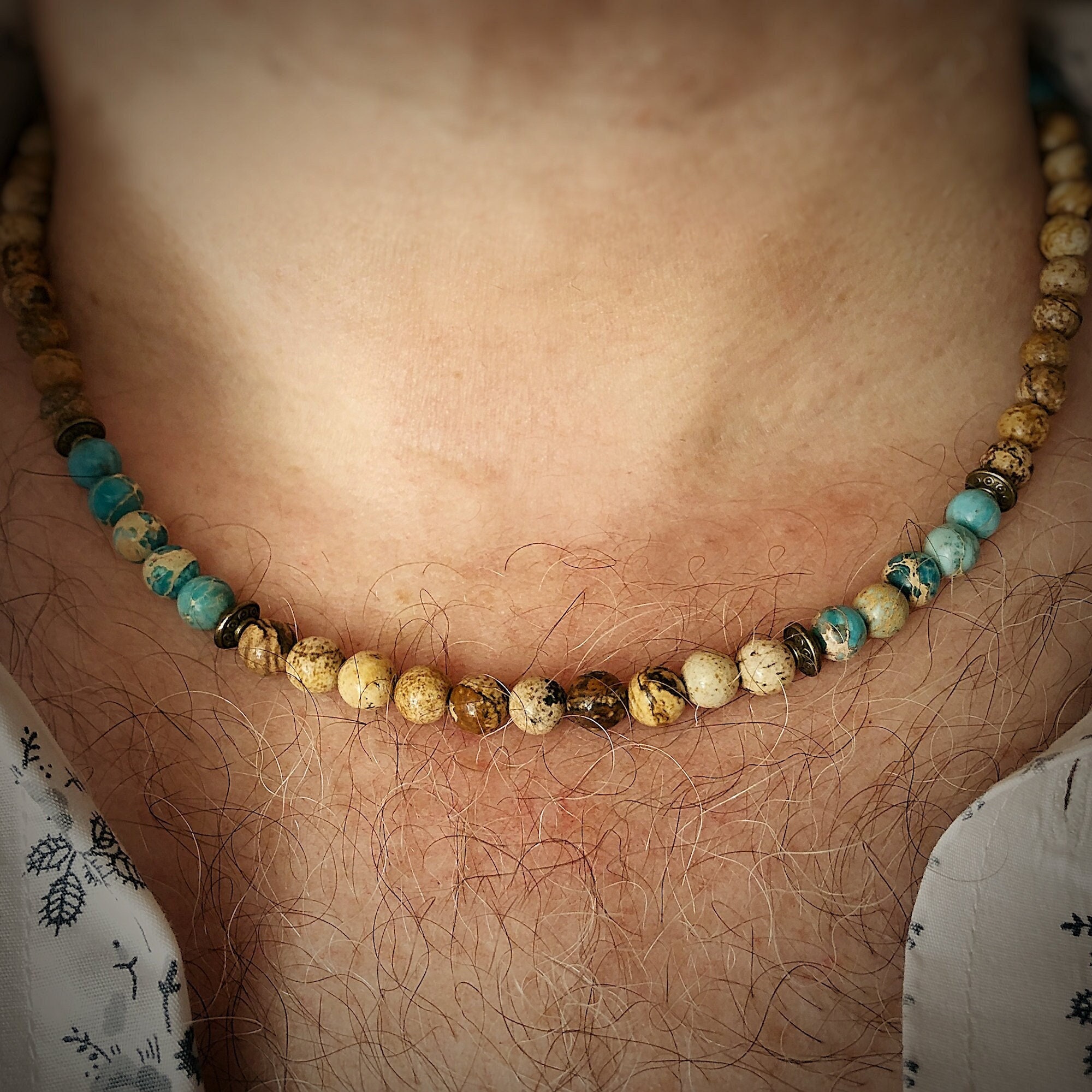 Mens stone hotsell bead necklace