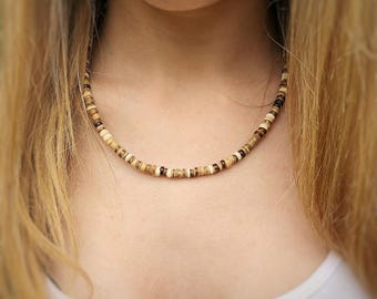 Women's Rustic Coconut Beaded Necklace