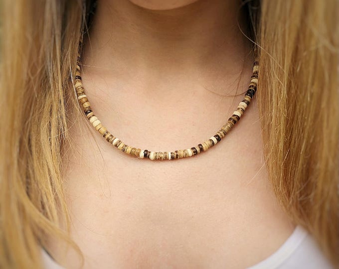 Women's Rustic Coconut Beaded Necklace