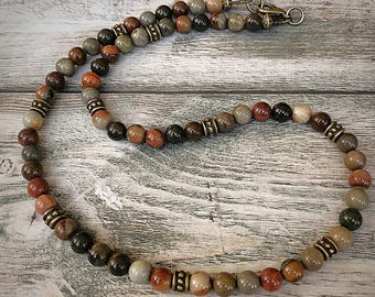 Faly Men's Ocean Jasper Bead Necklace